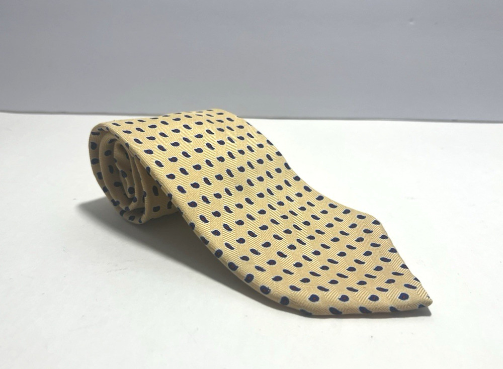 Vintage Lauren Ralph Lauren Yellow Navy and Red Paisley 100% Silk Necktie USA